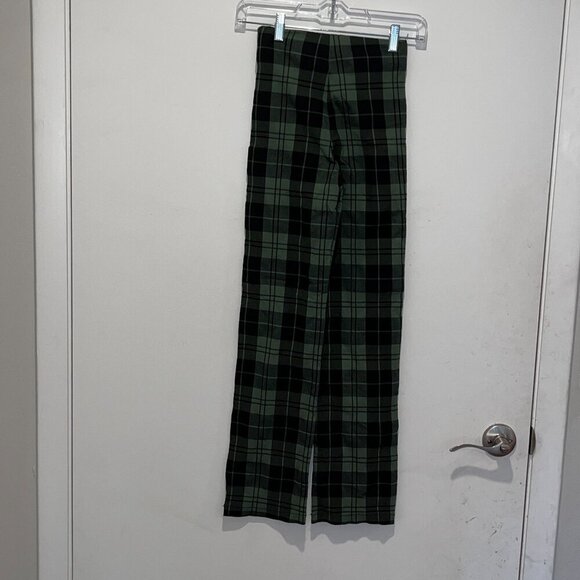 Princess Polly Green & Black Plaid High-Waisted Women's Pants Size 0 - Picture 7 of 14
